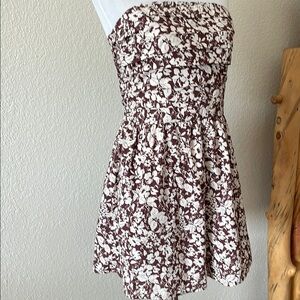 Abercrombie & Fitch Brown and White Floral Mini Sun Scortdress